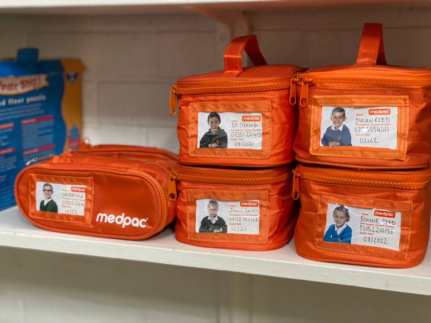 bright orange large medpac bag for school medication storage