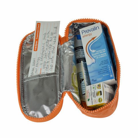 epipen storage bright orange zip bag